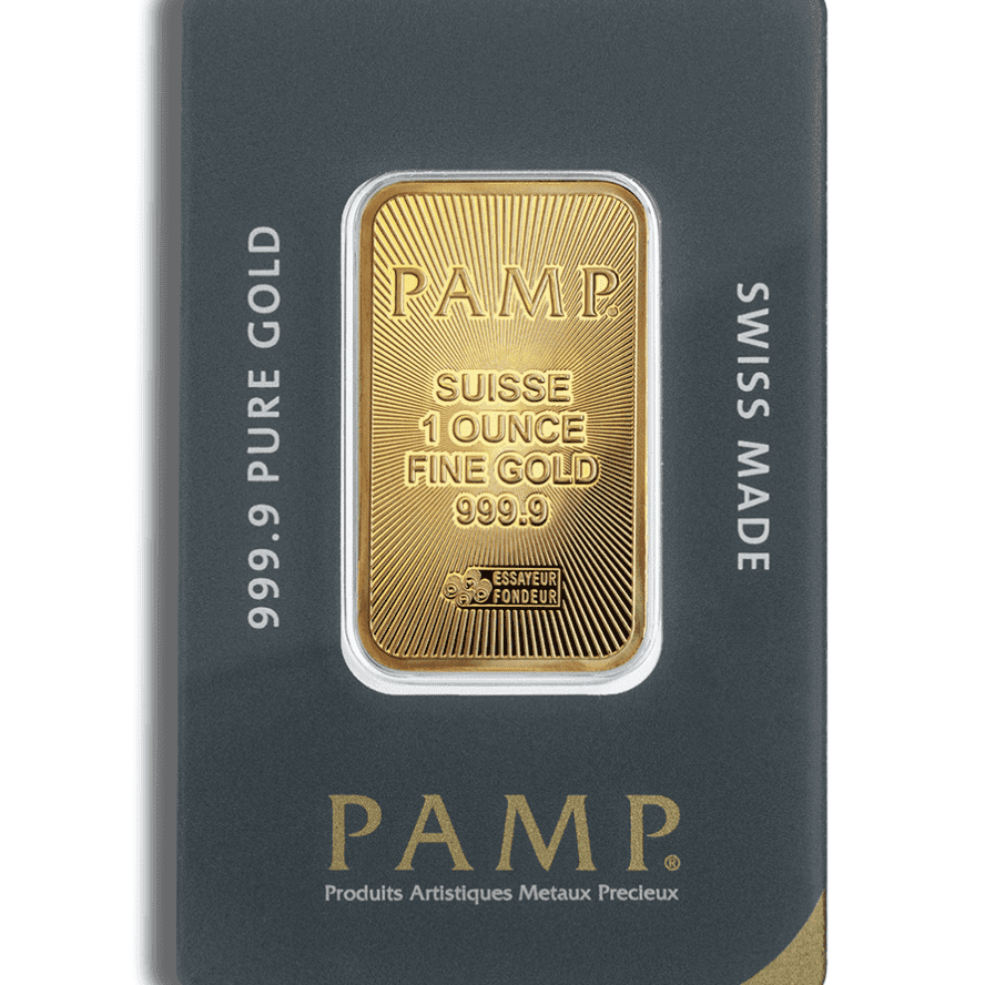 1 oz PAMP Suisse Gold Bar - .9999 Fine Gold with Assay Certification